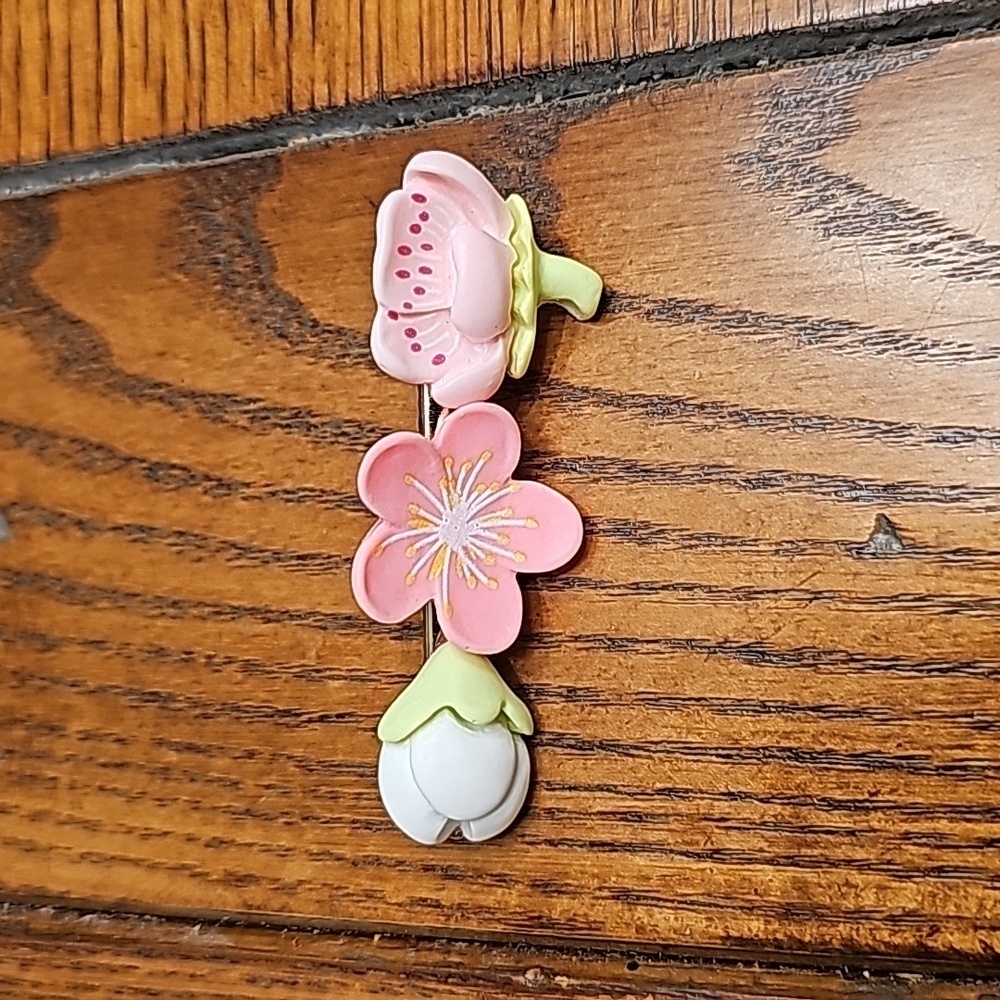 One sakura peach blossom hair clip